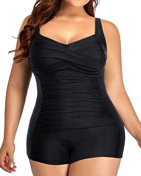 Buy Daci Plus Size One Piece Swimsuits Tummy Control Boyshort Ruched