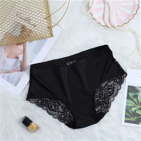 seamless lace panties women tempting briefs ultra thin sexy mid rise lingerie ice silk briefs