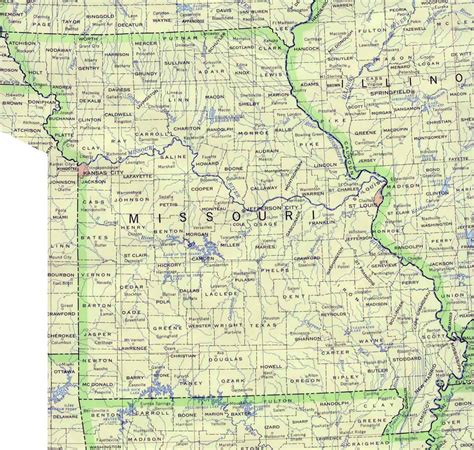 Detailed Map Of Missouri State Missouri State Detailed Map Vidiani