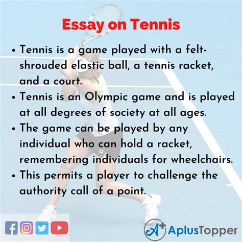 Essay On Tennis Tennis Essay For Students And Children In English A