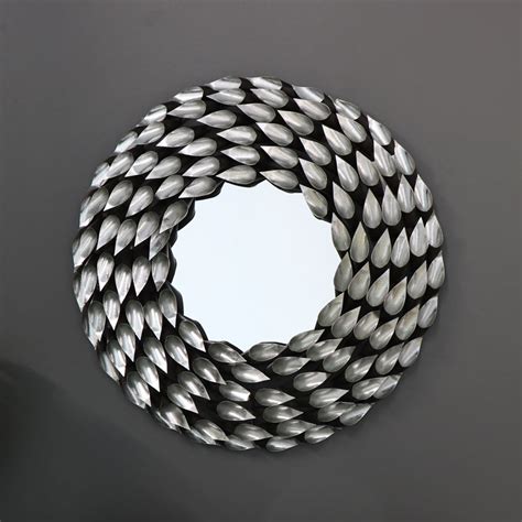 Large Round Decorative Silver Wall Mirror 72cm X 72cm