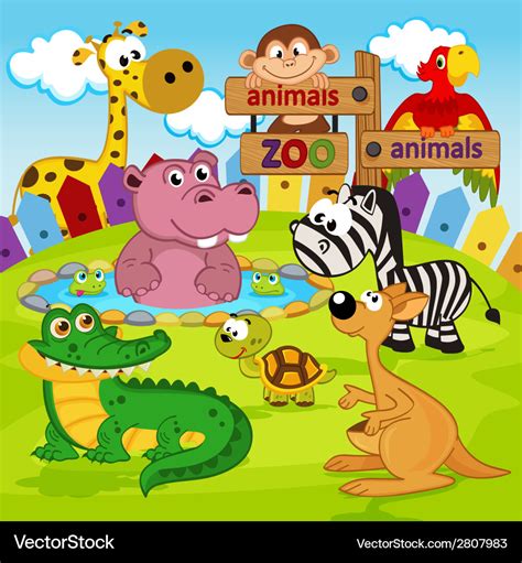 Cartoon Zoo Animals Clipart