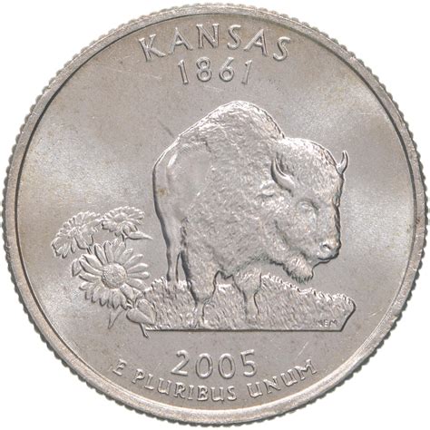 2005 P State Quarter Kansas Bu Cn Clad Us Coin Daves