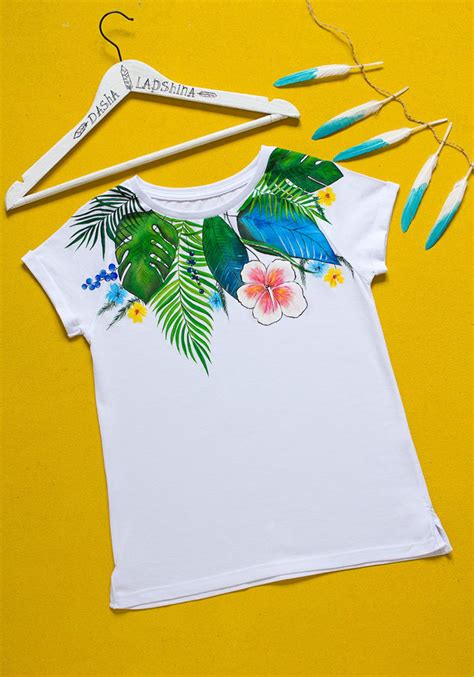 Hand Painted Floral T Shirt With Jungle Size M Is Ready To Etsy In