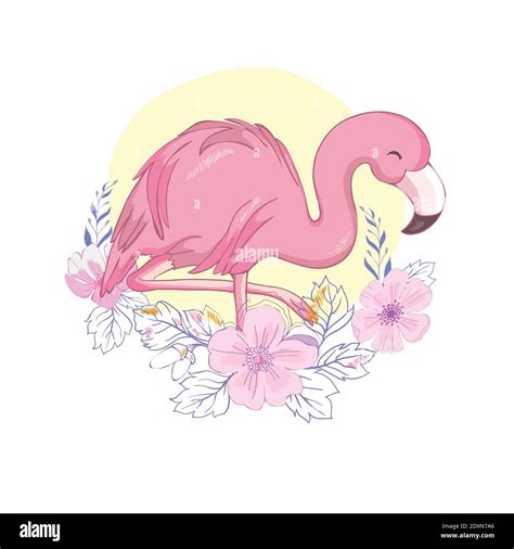 Cute Flamingo With Sunglasses Vector Illustration Summer Print Design