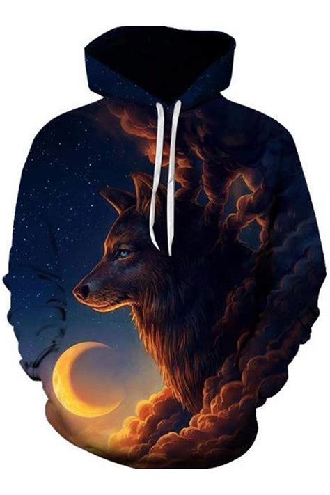 Night Wolf 3d Hooded Sweater Wolf Hoodie Hoodies Men Hoodies