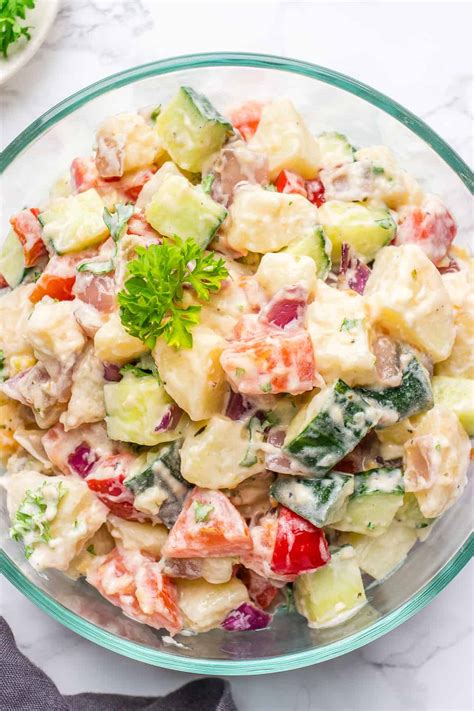 Toss in a handful of regular or jumbo raisins for a little sweetness. Healthy Vegan Potato Salad Recipe (No Mayo!) - Lavender ...