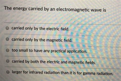 Solved The Energy Carried By An Electromagnetic Wave Is
