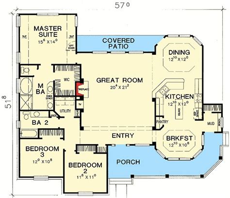 Great Little Ranch House Plan 31093d 1st Floor Master Suite Cad