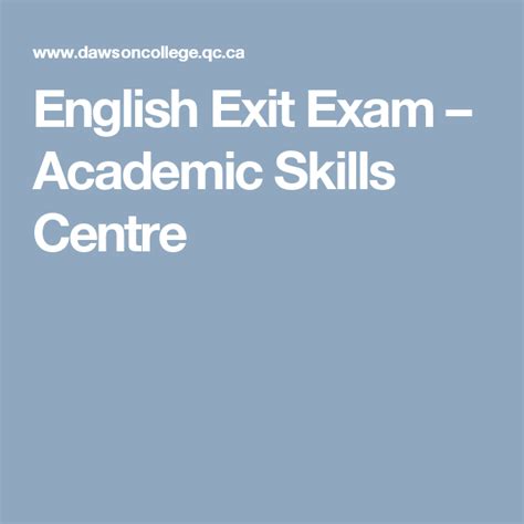 On studocu you find all the study guides, past exams and lecture notes for this course. English Exit Exam | Skills, Academics