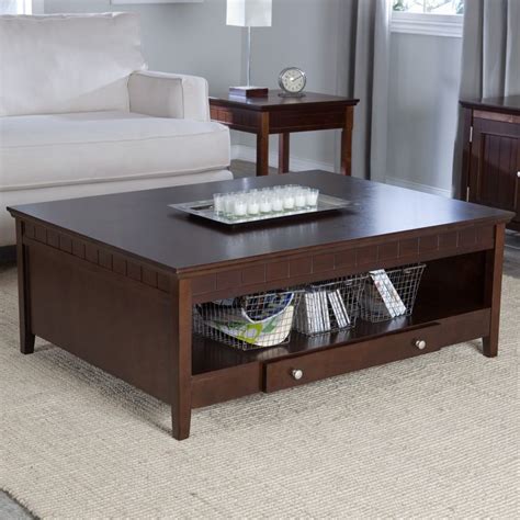 Espresso Coffee Table With Storage Collection Square Coffee Table