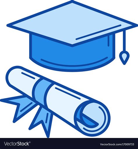 Certificate Degree Line Icon Royalty Free Vector Image