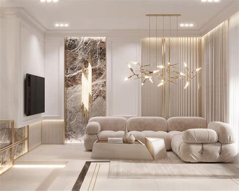 Beige Marble Living Room Interior Design Ideas
