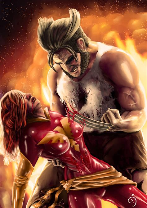 Jean liked a bit of rough. ArtStation - Wolverine & Jean Grey (2020), Domingos Junior