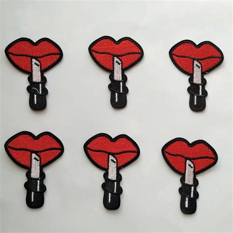 Buy 6pcslot Lip Lipstick Pattern Applique Embroidered