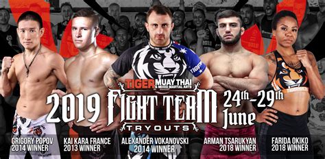 the 2019 tiger muay thai fight team tryouts are taking place on the 24th 29th of this month