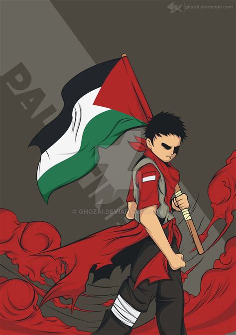 Raise The Flag Of Palestine By Ghozai Kartun Ilustrasi Karakter