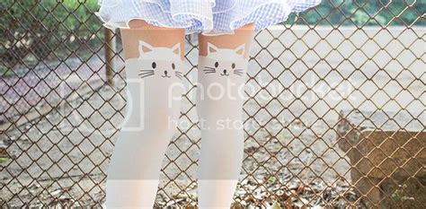 Cute Kitten Cat Print Thigh Highs Long Socks Pantyhose Hold Ups