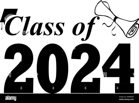 Class Of 2024 Graphic With Cap And Diploma Stock Photo Alamy