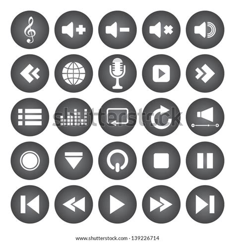 Media Player Buttons Collection Stock Vector Royalty Free 139226714