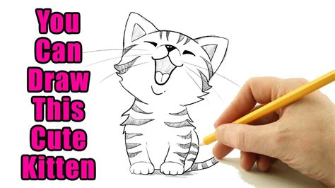 How To Draw A Cute Kitten Outline Drawing Easy Kittens Step By Step