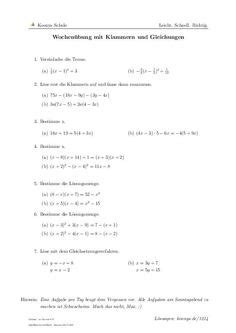 In der regel wird hierbei eines der folgenden lösungsverfahren angewendet. Lineare Gleichungen | Arbeitsblatt #3738 | Mathematik | Timée