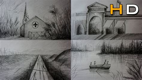 Grab that pencil and let's get started. How to Draw 4 Landscape Sketches with Pencil Step by Step ...