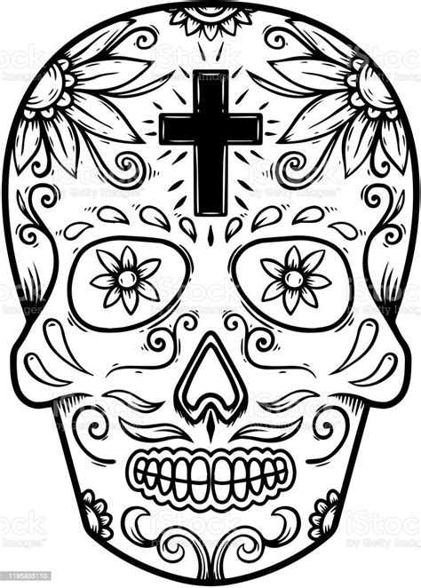 Illustration Of Mexican Sugar Skull Design Element For Poster Label