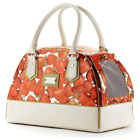 Are designer dog carriers practical? Lilly Bel Air Strawberries Dog Carrier by CeCe Kent ...