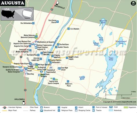 Augusta Map The Capital Of Maine City Map Of Augusta