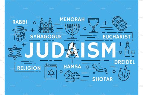 Judaism Religious Line Symbols Food Illustrations ~ Creative Market