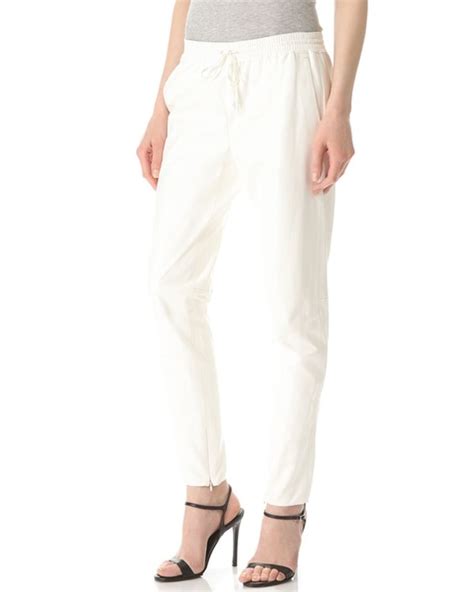 Vince Leather Jogger Pants In White Lyst