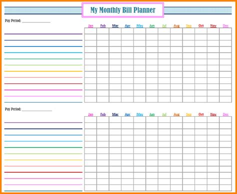 Bill Organizer Spreadsheet In Free Bill Organizer Printables Paying