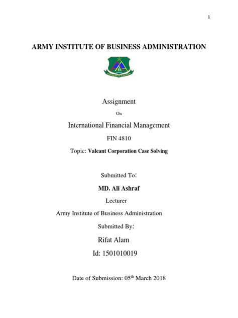 Army Institute Of Business Administration Assignment Pdf