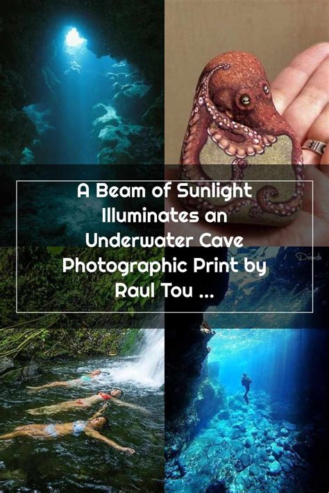 Underwater A Beam Of Sunlight Illuminates An Underwater Cave