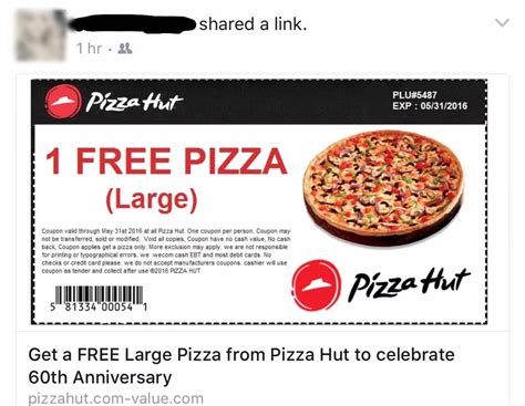 1x regular favourite pizza 2x pepsi can drinks 2x. Pizza Hut is warning customers about a certain promo code ...
