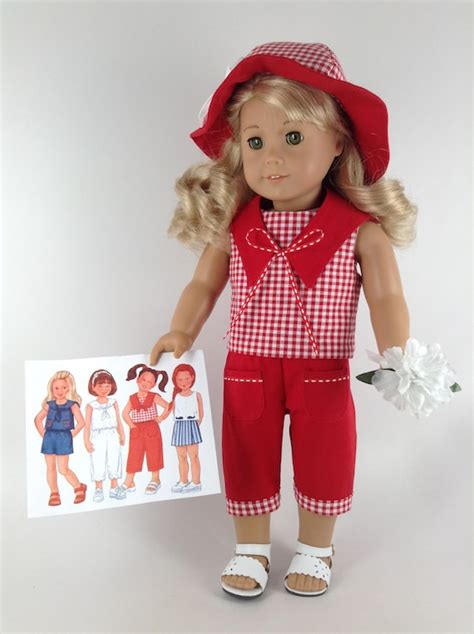 american girl 18 inch doll clothes summer top capris and hat etsy