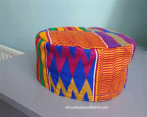 Kente Kufi Hat In Handwoven Ghana Kente Fabric 222324 Inches Colourful Cotton African