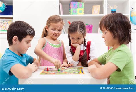 Children Playing Board Game Stock Photo Image Of Lifestyle Siblings