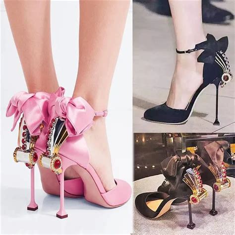 2017 New Arrival Back Big Bow Design Pumps Women Bowknot High Heels Pumps Crystal Pointed Toe