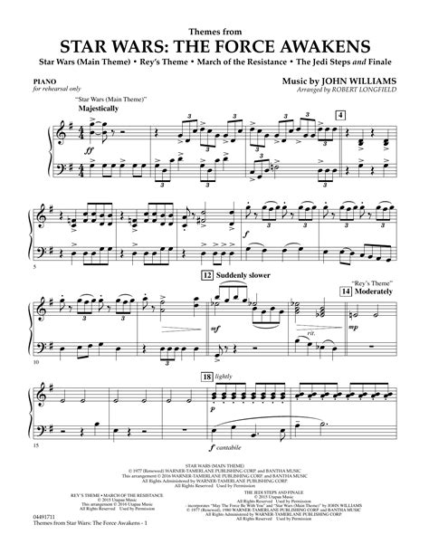 Themes From Star Wars The Force Awakens Piano Sheet Music Robert