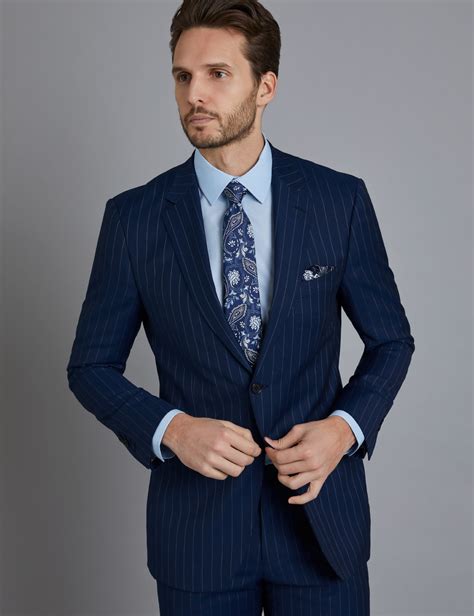 men s dark blue pinstripe classic fit suit hawes and curtis