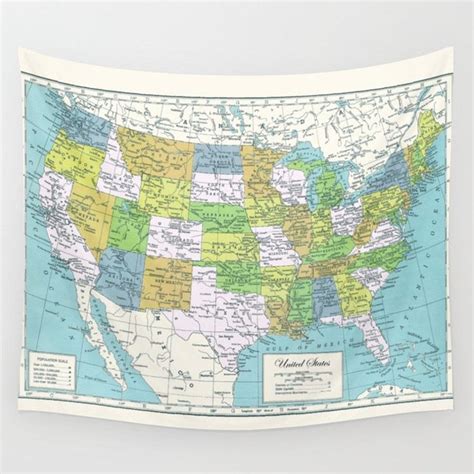 United States Map Tapestry Wall Hanging Us Map Dorm Travel Decor