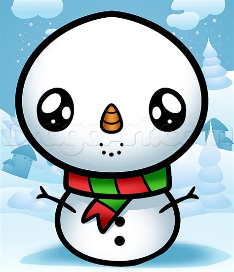 how to draw a kawaii snowman step by step christmas stuff seasonal free online drawing