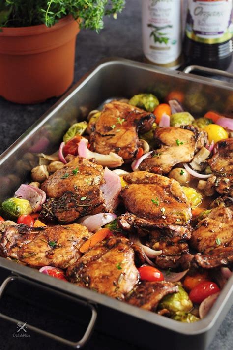 One Pan Balsamic Chicken With Roasted Vegetables Recipe Roasted