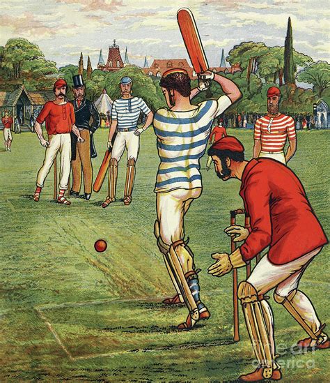 Cricket From British Sports And Games Published Circa 1880 Painting