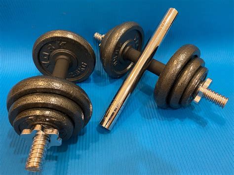 York Kg Adjustable Cast Iron Dumbbell With Cm Connecting Barbell