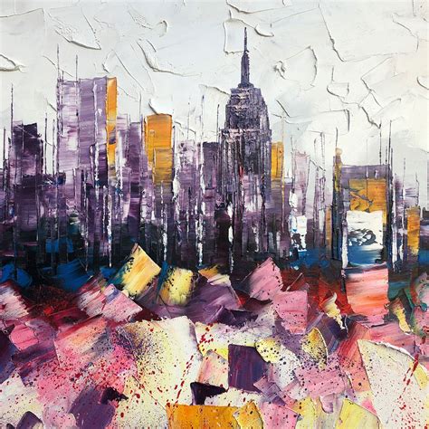 New York Modern Art Abstract Cityscape Acrylic Paintings On Etsy