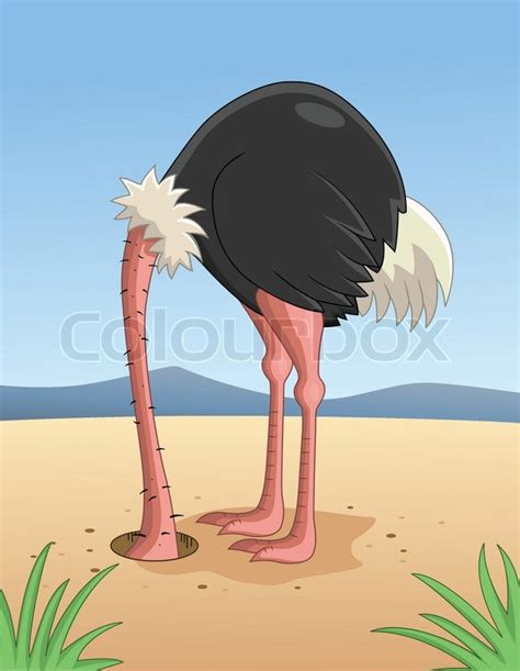 Ostrich Head In Sand Drawing