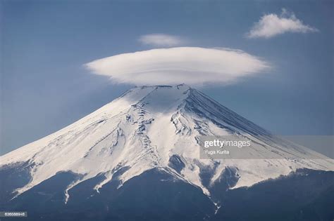 Lenticular Cloud Floating On Top Of Mount Fuji High Res Stock Photo